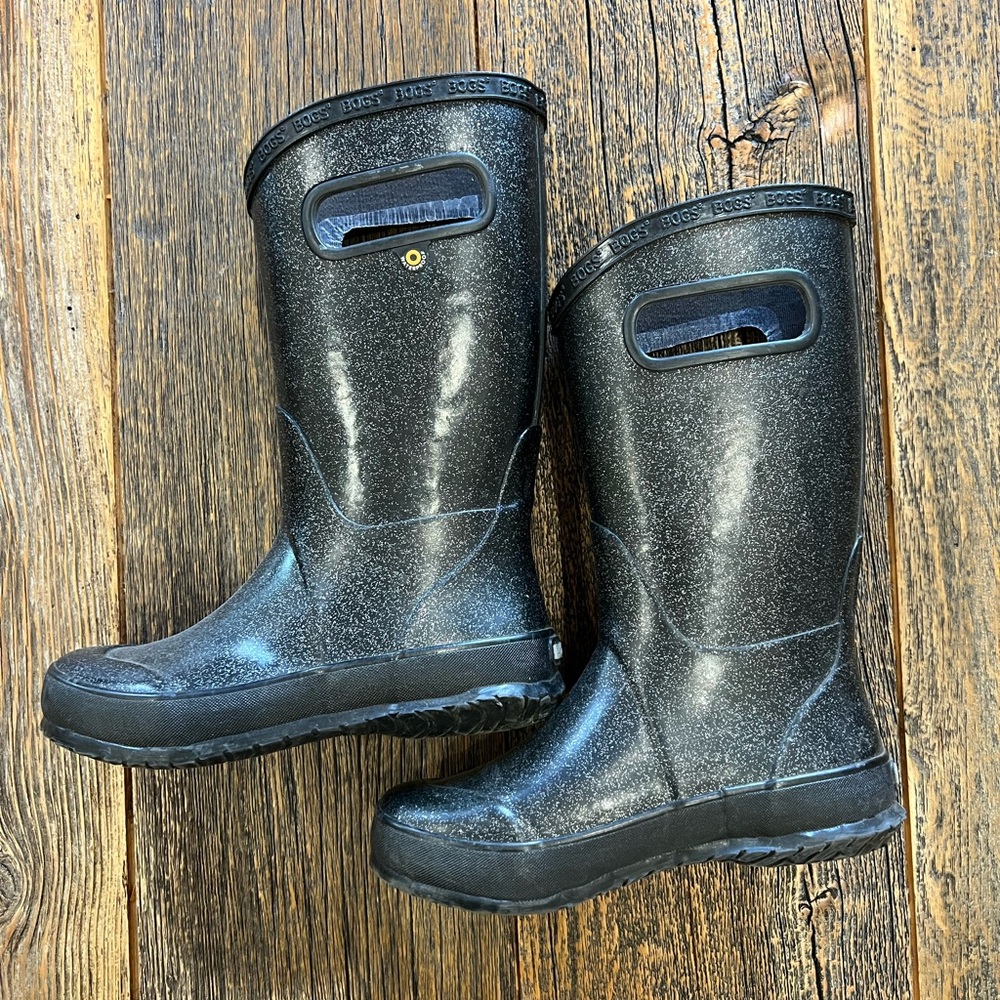 BOGS Black Glitter Rain Boots